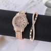 Alloy Band Quartz Watch With Roman Literal And Full Diamond For Women Leisure Style Round Dial