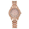 Alloy Band Quartz Watch With Roman Literal And Full Diamond For Women Leisure Style Round Dial