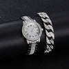 Alloy Band Quartz Watch With Roman Literal And Full Diamond For Women Leisure Style Round Dial
