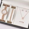 Alloy Band Women's Quartz Watch Set With Round Dial And Leisure Style