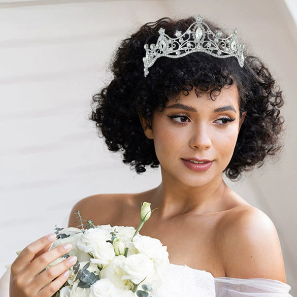 Alloy Baroque Rhinestone Electroplated Rhombus Crown For Adult Women Bridal Hair Accessories