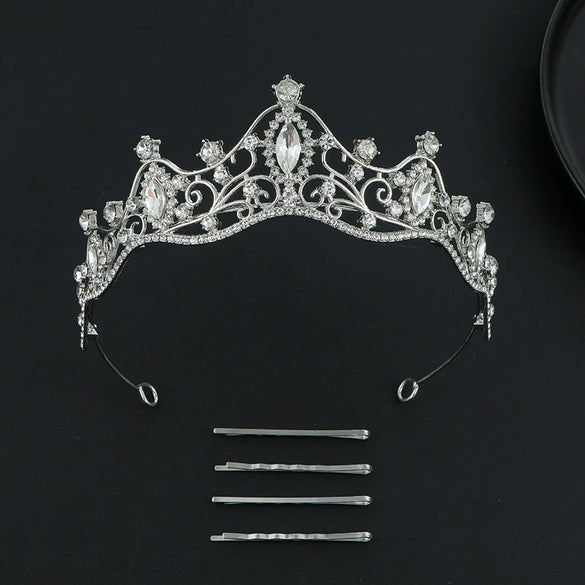 Alloy Baroque Rhinestone Electroplated Rhombus Crown For Adult Women Bridal Hair Accessories