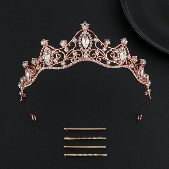 Alloy Baroque Rhinestone Electroplated Rhombus Crown For Adult Women Bridal Hair Accessories