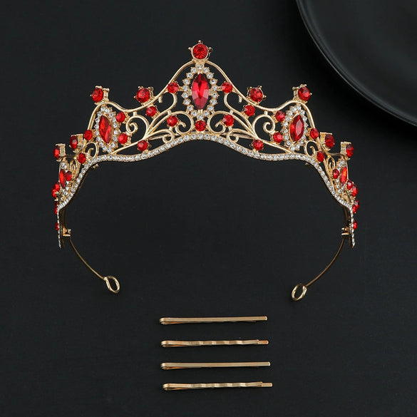 Alloy Baroque Rhinestone Electroplated Rhombus Crown For Adult Women Bridal Hair Accessories