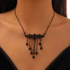Alloy Bat Crystal Pendant Necklace With Heart And Drop Shape For Women In Dark Style And Electroplating Treatment Ball Chain