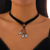 Alloy Bat Crystal Pendant Necklace With Heart And Drop Shape For Women In Dark Style And Electroplating Treatment Ball Chain