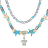 Alloy Bead Chain Women's Handmade Bohemian Animal Geometric Zodiac Turtle Pendant Starfish Turquoise Multi Layer Stacked Clavicle Necklace