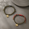 Alloy Beaded Couple Bracelet With Small Tree Pendant And Electroplating Style