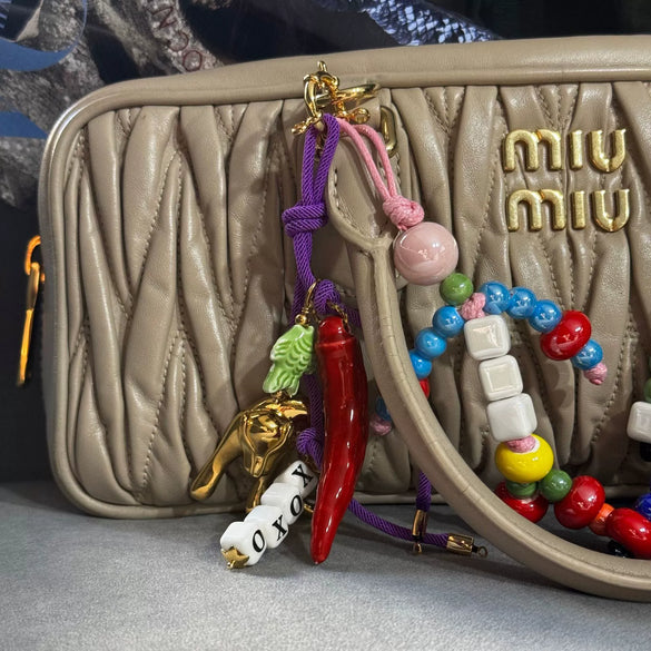 Alloy Beaded Doll Bag Pendant With Geometric Style Heart Water Drop Bell Patterns And Electroplating Processing