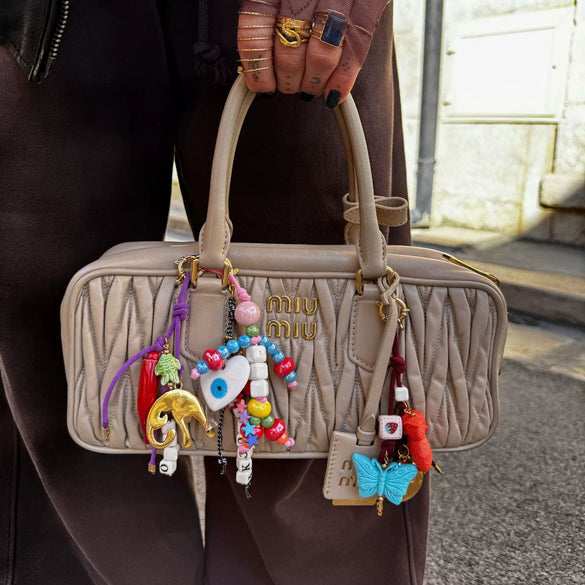 Alloy Beaded Doll Bag Pendant With Geometric Style Heart Water Drop Bell Patterns And Electroplating Processing