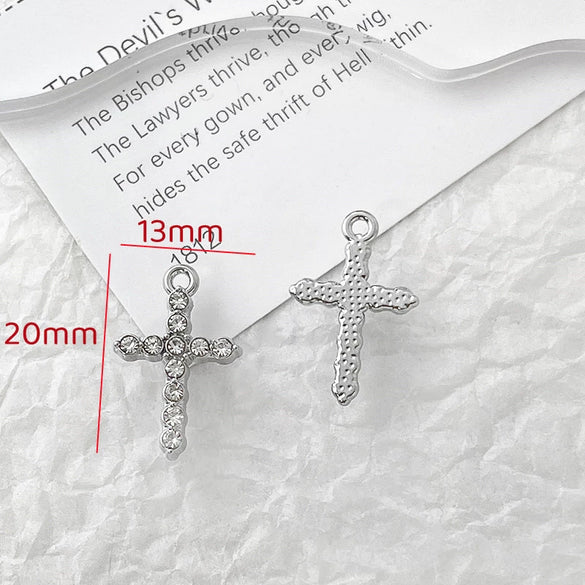 Alloy Beaded Pendant Bracelet Necklace With Cross And Bear Black Pink Lovely Style Electroplated Line Pattern