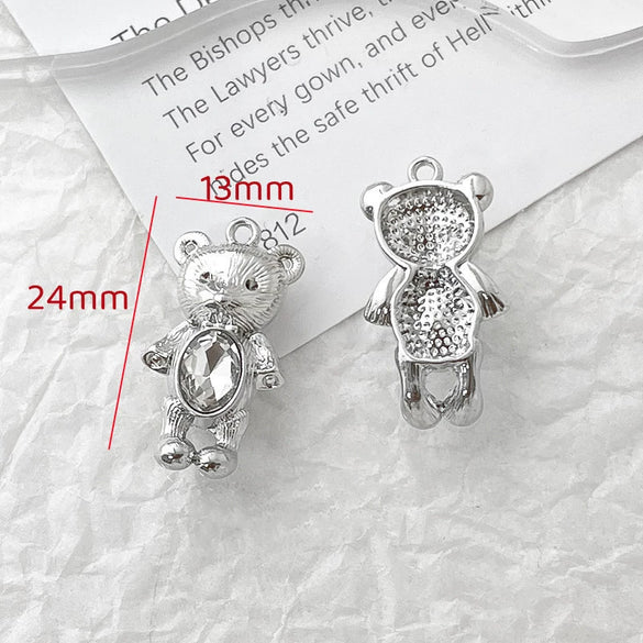 Alloy Beaded Pendant Bracelet Necklace With Cross And Bear Black Pink Lovely Style Electroplated Line Pattern