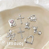 Alloy Beaded Pendant Bracelet Necklace With Cross And Bear Black Pink Lovely Style Electroplated Line Pattern