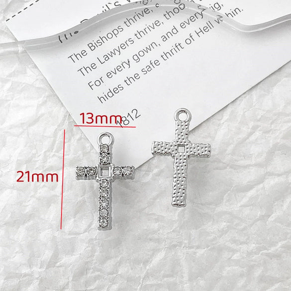 Alloy Beaded Pendant Bracelet Necklace With Cross And Bear Black Pink Lovely Style Electroplated Line Pattern