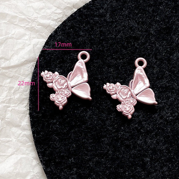 Alloy Beaded Pink Sweetheart Butterfly Love Cross Cat Pendant Electroplated Handmade Bracelet Necklace Accessories With Stars Love Pattern