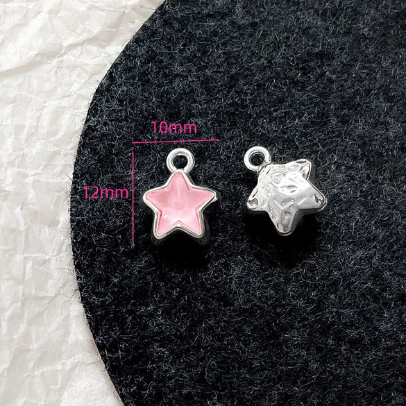 Alloy Beaded Pink Sweetheart Butterfly Love Cross Cat Pendant Electroplated Handmade Bracelet Necklace Accessories With Stars Love Pattern