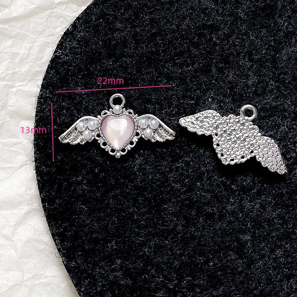 Alloy Beaded Pink Sweetheart Butterfly Love Cross Cat Pendant Electroplated Handmade Bracelet Necklace Accessories With Stars Love Pattern