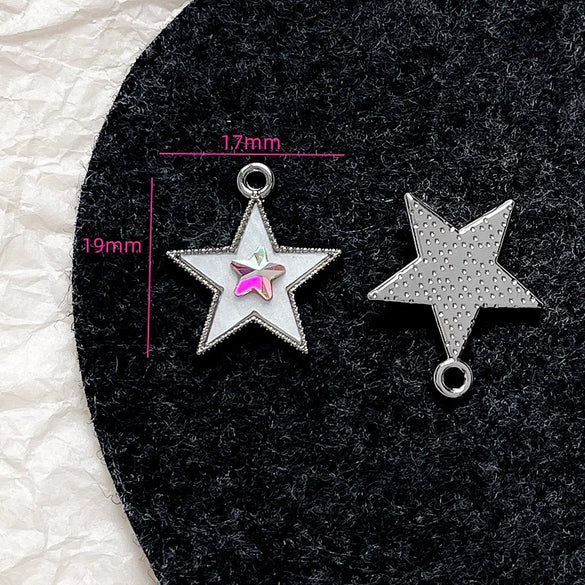 Alloy Beaded Pink Sweetheart Butterfly Love Cross Cat Pendant Electroplated Handmade Bracelet Necklace Accessories With Stars Love Pattern
