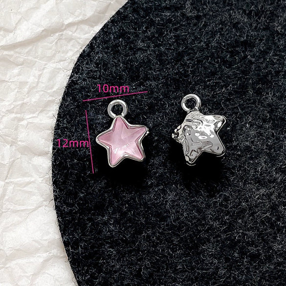 Alloy Beaded Pink Sweetheart Butterfly Love Cross Cat Pendant Electroplated Handmade Bracelet Necklace Accessories With Stars Love Pattern