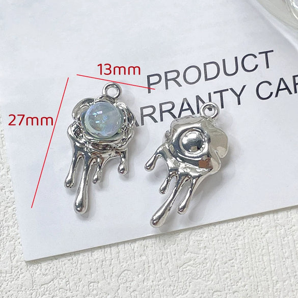 Alloy Beaded Y2k Sweet Heart Tulip Cherry Pendant Necklace And Bracelet Diy Handmade Accessories With Electroplating And Line Pattern