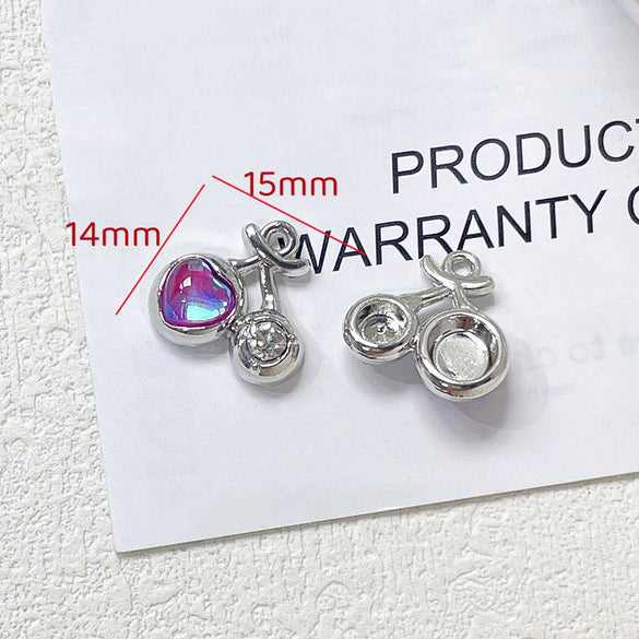 Alloy Beaded Y2k Sweet Heart Tulip Cherry Pendant Necklace And Bracelet Diy Handmade Accessories With Electroplating And Line Pattern