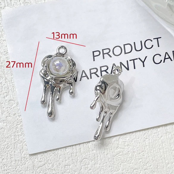 Alloy Beaded Y2k Sweet Heart Tulip Cherry Pendant Necklace And Bracelet Diy Handmade Accessories With Electroplating And Line Pattern