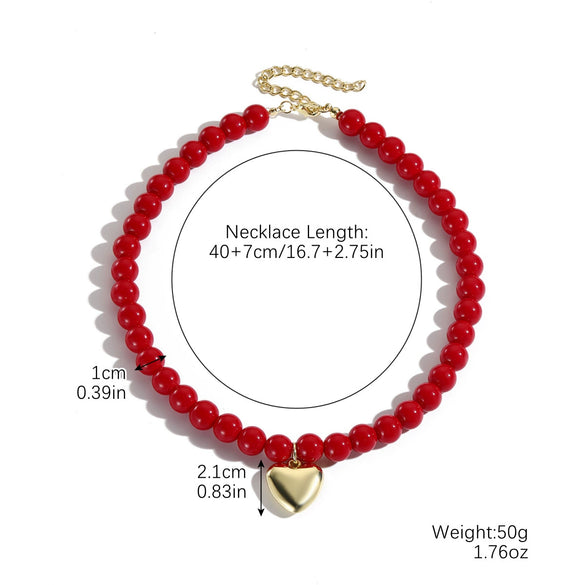 Alloy Beads Heart Shaped Electroplated Modern Retro Light Luxury Women's Ochain Necklace