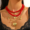 Alloy Beads Heart Shaped Electroplated Modern Retro Light Luxury Women's Ochain Necklace
