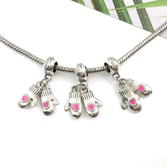 Alloy Big Hole Beads Dripping Oil Treatment Christmas Series Snowflake Santa Claus Diy Jewelry Accessories