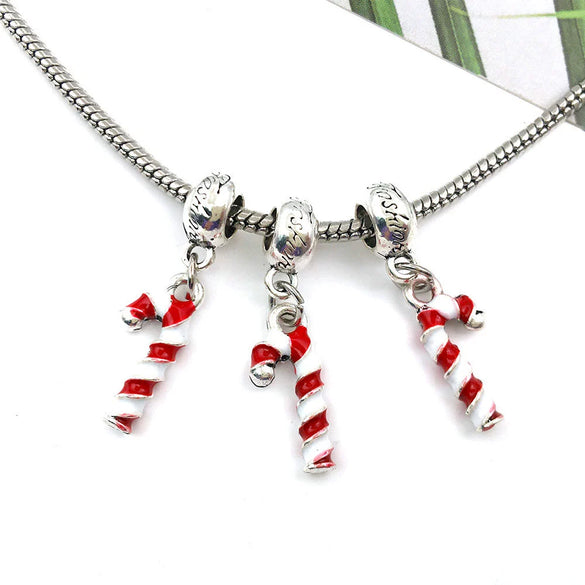 Alloy Big Hole Beads Dripping Oil Treatment Christmas Series Snowflake Santa Claus Diy Jewelry Accessories