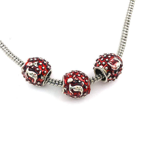 Alloy Big Hole Beads Dripping Oil Treatment Christmas Series Snowflake Santa Claus Diy Jewelry Accessories