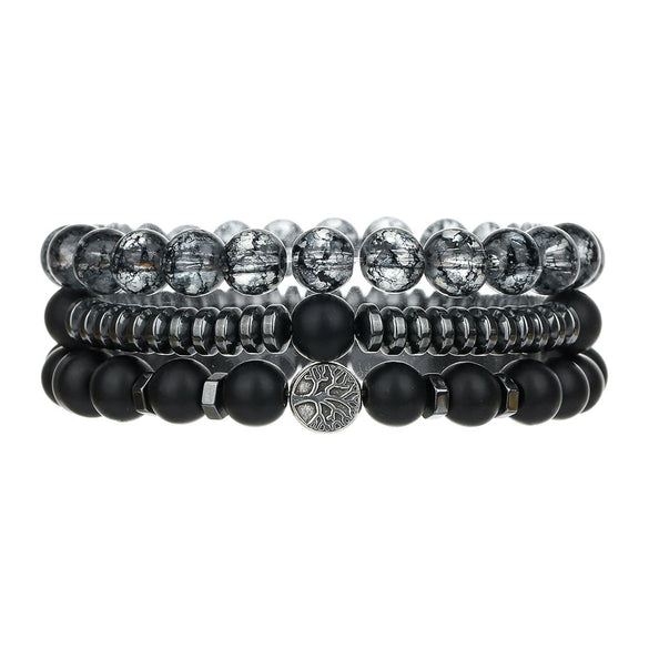 Alloy Black Gallstone And Black Magic Sand Manual Crafted Geometric Style Unisex Bracelet