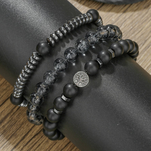 Alloy Black Gallstone And Black Magic Sand Manual Crafted Geometric Style Unisex Bracelet