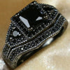 Alloy Black Zircon Plated Black Gold Ring With Geometric Pattern For Women
