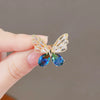 Alloy Blue Butterfly And Flower Pattern Ladies Brooch With Electroplating