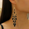 Alloy Bohemian Carved Hollow Geometric And Flower Earrings With Long Tassel Electroplating