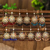 Alloy Bohemian Carved Hollow Geometric And Flower Earrings With Long Tassel Electroplating