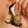 Alloy Bohemian Carved Hollow Geometric And Flower Earrings With Long Tassel Electroplating