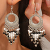 Alloy Bohemian Carved Hollow Geometric And Flower Earrings With Long Tassel Electroplating
