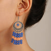 Alloy Bohemian Carved Hollow Geometric And Flower Earrings With Long Tassel Electroplating
