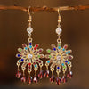 Alloy Bohemian Carved Hollow Geometric And Flower Earrings With Long Tassel Electroplating
