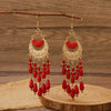 Alloy Bohemian Carved Hollow Geometric And Flower Earrings With Long Tassel Electroplating