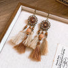 Alloy Bohemian Oil Dripping Rhombus Cotton Thread Tassel Earrings