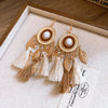 Alloy Bohemian Oil Dripping Rhombus Cotton Thread Tassel Earrings