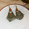Alloy Bohemian Oil Dripping Rhombus Cotton Thread Tassel Earrings