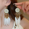 Alloy Bohemian Oil Dripping Rhombus Cotton Thread Tassel Earrings