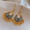 Alloy Bohemian Oil Dripping Rhombus Cotton Thread Tassel Earrings