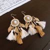 Alloy Bohemian Oil Dripping Rhombus Cotton Thread Tassel Earrings