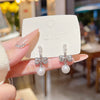 Alloy Bow And Heart Shape Electroplated Zircon Pearl Women's Earrings