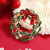 Alloy Bow Christmas Wreath Brooch For Women